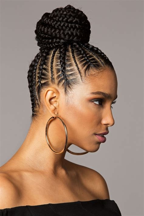 black hair braided up in a bun